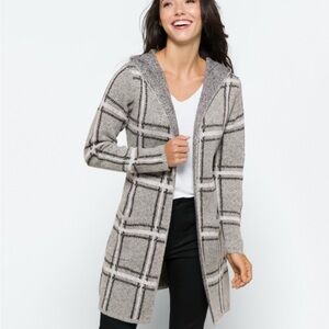 Fortune + Ivy : Gray and Black Camille Hooded Coatigan  Sz. XL